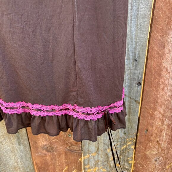 Vintage Y2K Rampage slip / chemise brown / pink size M mesh - Picture 3 of 5
